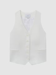 Reiss White Sienna Crepe Adjustable Suit Waistcoat - Image 2 of 5