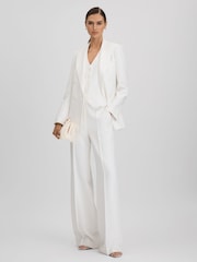 Reiss White Sienna Crepe Adjustable Suit Waistcoat - Image 3 of 5