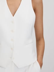 Reiss White Sienna Crepe Adjustable Suit Waistcoat - Image 4 of 5