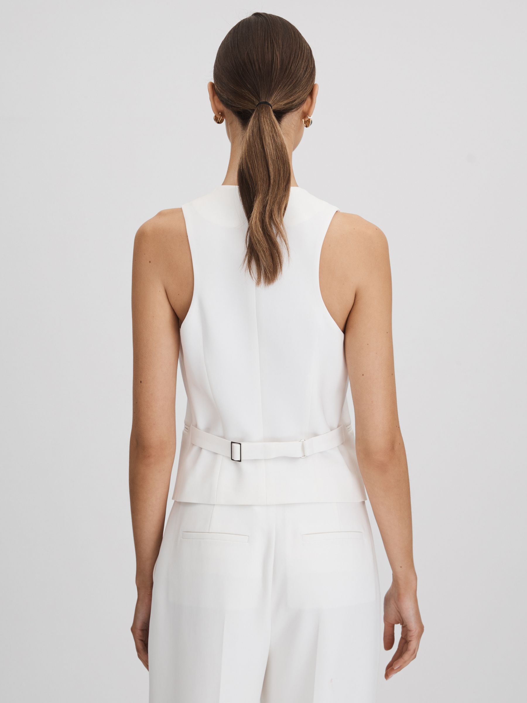 Buy Reiss White Sienna Crepe Adjustable Suit Waistcoat from