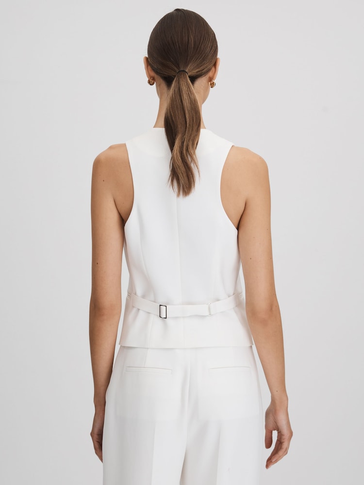 Reiss White Sienna Crepe Adjustable Suit Waistcoat - Image 5 of 5