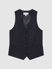 Reiss Navy Willow Wool Blend Pinstripe Waistcoat - Image 2 of 5