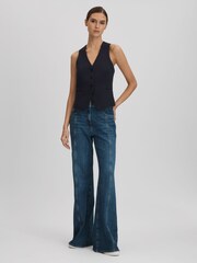 Reiss Navy Willow Wool Blend Pinstripe Waistcoat - Image 3 of 5