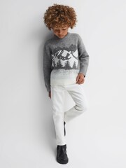 Reiss Grey Multi Lewis 9-14 yrs Wool Blend Crew Neck Jumper - Image 1 of 6