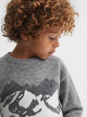 Reiss Grey Multi Lewis 9-14 yrs Wool Blend Crew Neck Jumper - Image 4 of 6