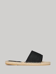 Superdry Black Canva Espadrille Overlay Sliders - Image 1 of 7