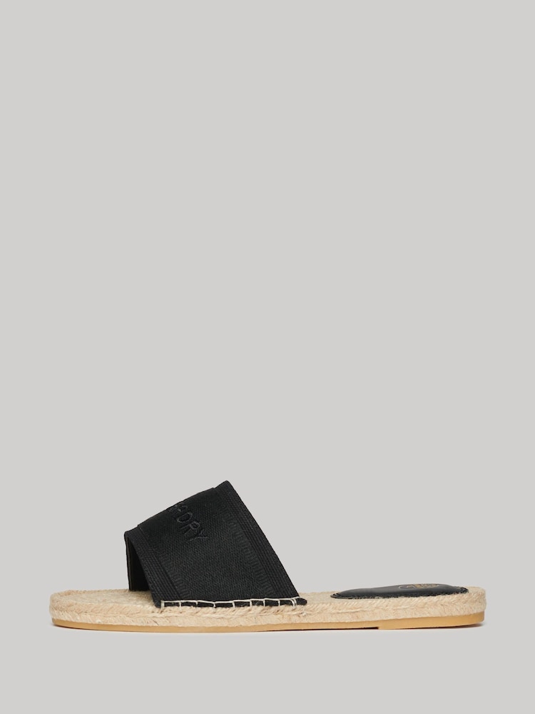 Superdry Black Canva Espadrille Overlay Sliders - Image 2 of 7