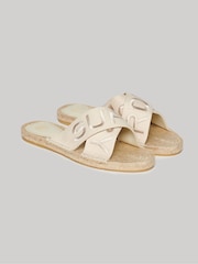 Superdry Cream Espadrille Cross Strap Sliders - Image 3 of 6