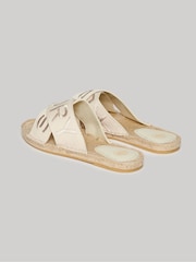 Superdry Cream Espadrille Cross Strap Sliders - Image 4 of 6