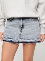 Superdry Blue 100% Cotton Denim Mini Skirt - Image 1 of 4