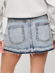 Superdry Blue 100% Cotton Denim Mini Skirt - Image 2 of 4