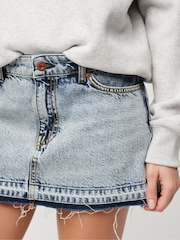 Superdry Blue 100% Cotton Denim Mini Skirt - Image 3 of 4