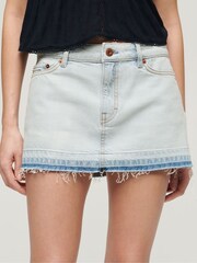 Superdry Blue 100% Cotton Denim Mini Skirt - Image 3 of 6