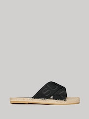 Superdry Black Espadrille Cross Strap Sliders - Image 1 of 6