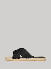 Superdry Black Espadrille Cross Strap Sliders - Image 2 of 6