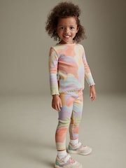 Peach Pink Rainbow Rib Jersey Leggings (3mths-7yrs) - Image 1 of 6