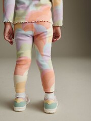 Peach Pink Rainbow Rib Jersey Leggings (3mths-7yrs) - Image 3 of 6