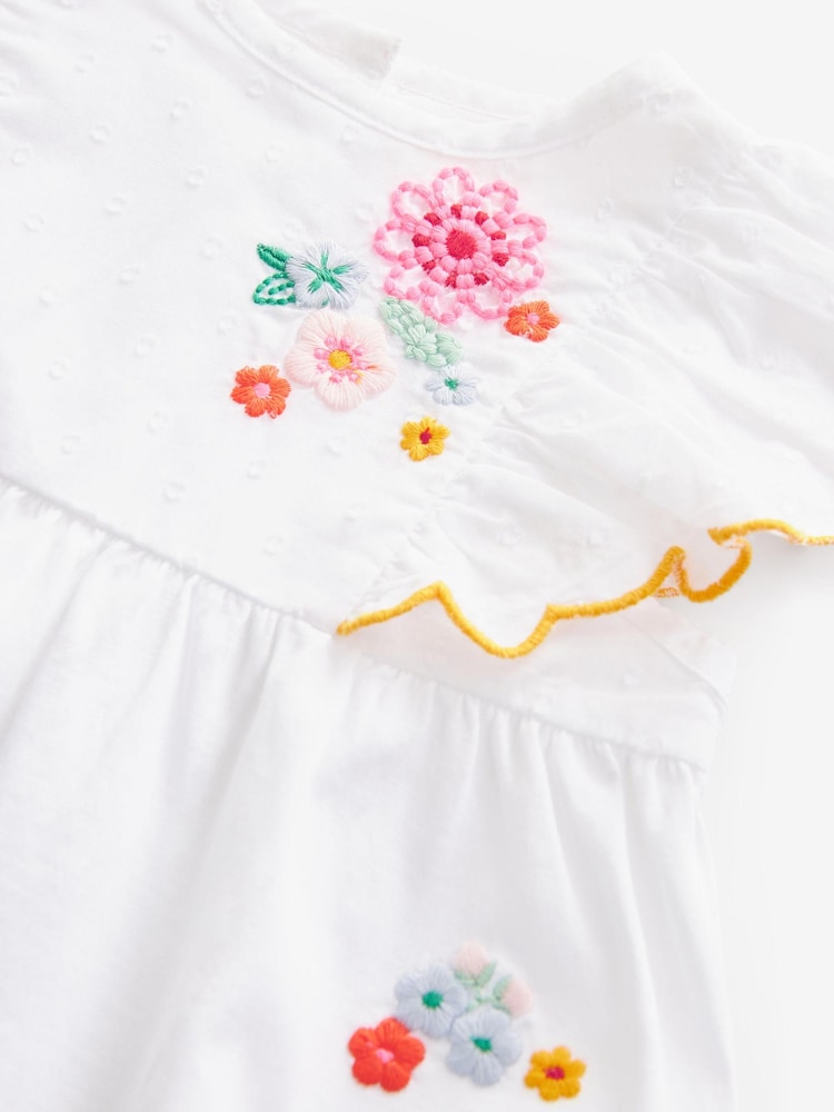 White Orange Flower Short Sleeve Blouse (3mths-7yrs) - Image 4 of 4 White Orange Flower Short Sleeve Blouse (3mths-7yrs) - Image 4 of 4