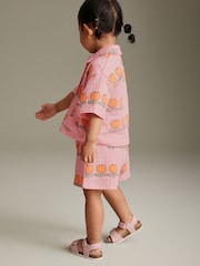 Pink Flower Short Sleeve Shirt and Shorts Set (3mths-7yrs) - Image 3 of 7