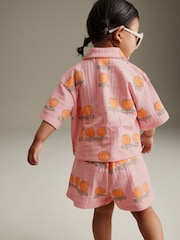Pink Flower Short Sleeve Shirt and Shorts Set (3mths-7yrs) - Image 4 of 7