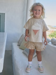 Pale Pink Ice Cream 100% Cotton Frill Short Set (3mths-7yrs) - Image 1 of 6