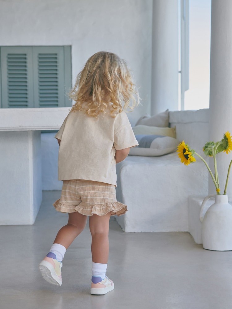 Pale Pink Ice Cream 100% Cotton Frill Short Set (3mths-7yrs) - Image 2 of 6