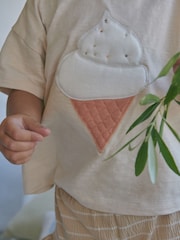 Pale Pink Ice Cream 100% Cotton Frill Short Set (3mths-7yrs) - Image 3 of 6