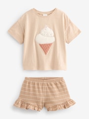 Pale Pink Ice Cream 100% Cotton Frill Short Set (3mths-7yrs) - Image 4 of 6