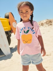 Pink Happy Vibes Short Sleeve T-Shirt (3mths-7yrs) - Image 1 of 7