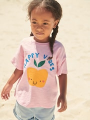 Pink Happy Vibes Short Sleeve T-Shirt (3mths-7yrs) - Image 2 of 7