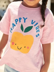 Pink Happy Vibes Short Sleeve T-Shirt (3mths-7yrs) - Image 4 of 7