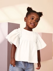 Ecru Short Sleeve Embroidered Blouse (3mths-7yrs) - Image 1 of 6