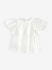 Ecru Short Sleeve Embroidered Blouse (3mths-7yrs) - Image 4 of 6