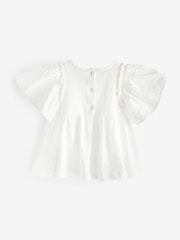 Ecru Short Sleeve Embroidered Blouse (3mths-7yrs) - Image 5 of 6