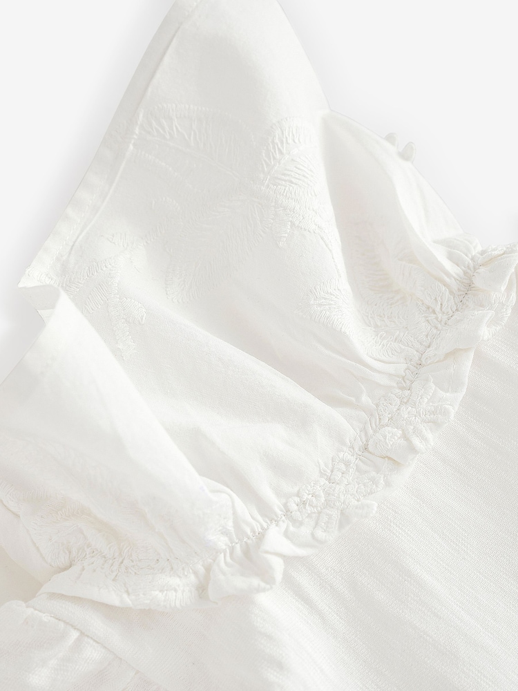 Ecru Short Sleeve Embroidered Blouse (3mths-7yrs) - Image 6 of 6
