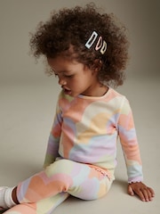 Peach Pink Rainbow Cotton Rich Long Sleeve Rib T-Shirt (3mths-7yrs) - Image 1 of 8
