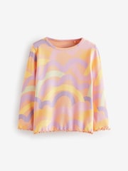 Peach Pink Rainbow Cotton Rich Long Sleeve Rib T-Shirt (3mths-7yrs) - Image 6 of 8