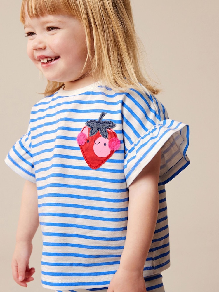 أزرق خطوط فراولة - Short Sleeve T-Shirt (3mths-7yrs) - صورة 2 من 7