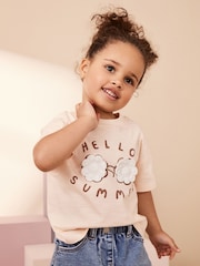 Pale Pink Crochet Sunglasses Short Sleeve T-Shirt (3mths-7yrs) - Image 2 of 7