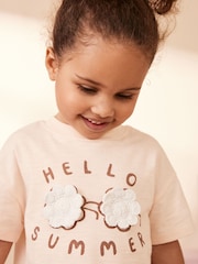 Pale Pink Crochet Sunglasses Short Sleeve T-Shirt (3mths-7yrs) - Image 4 of 7