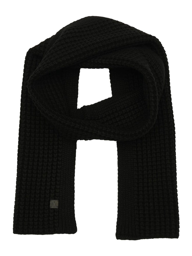 AllSaints Black Waffle Stitch Knit Scarf - Image 1 of 4