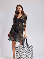 Iconique Milos Cotton Maxi Beach Black Bag - Image 1 of 2