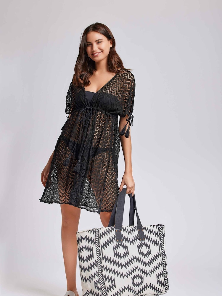 Iconique Milos Cotton Maxi Beach Black Bag - Image 1 of 2