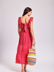 Iconique Pink 100% Cotton Serena Maxi Frill Beach Dress - Image 3 of 3
