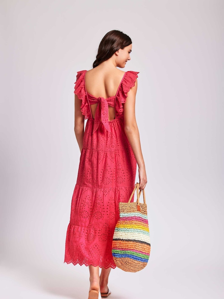 Iconique Pink 100% Cotton Serena Maxi Frill Beach Dress - Image 3 of 3