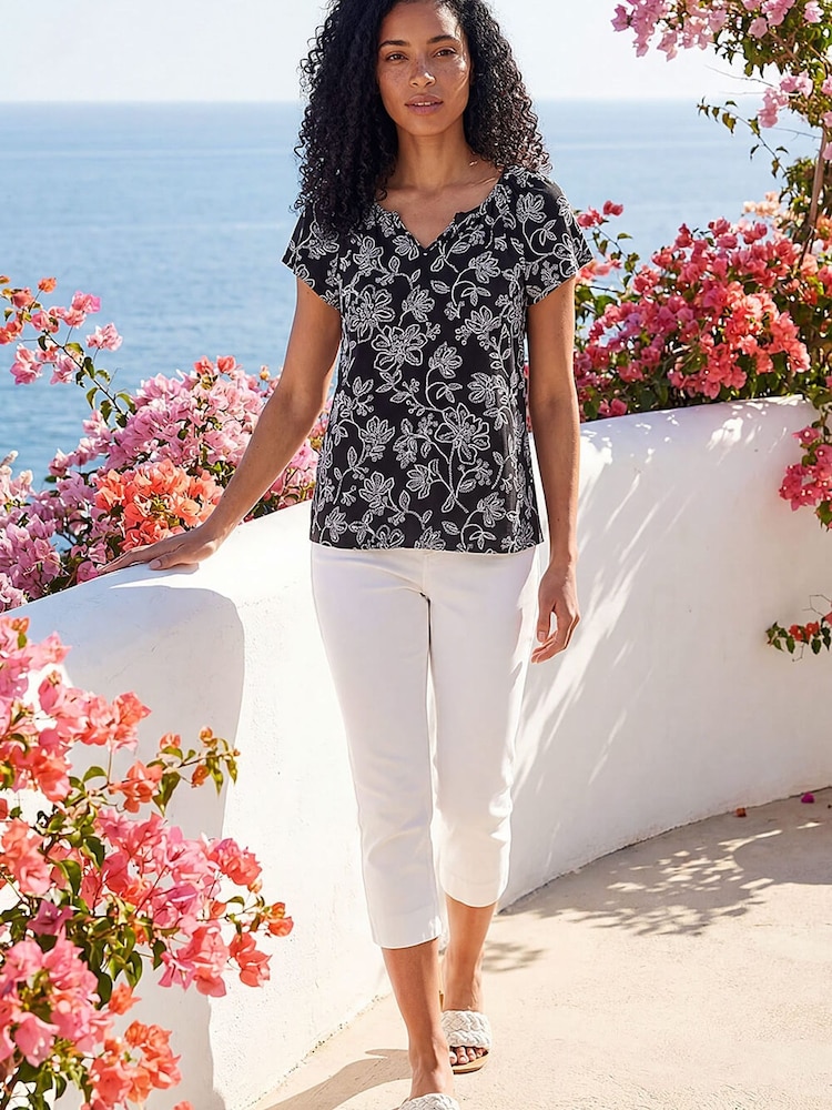 Roman Black Textured Print V-Neck Vest Top - Image 5 of 5