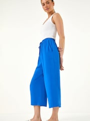 Roman Blue Petite Elasticated Waist Cropped Trousers - Image 1 of 5