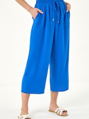 Roman Blue Petite Elasticated Waist Cropped Trousers - Image 3 of 5