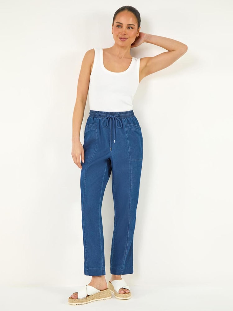 Roman Blue Petite Stretch Denim Trousers - Image 2 of 5 Roman Blue Petite Stretch Denim Trousers - Image 2 of 5
