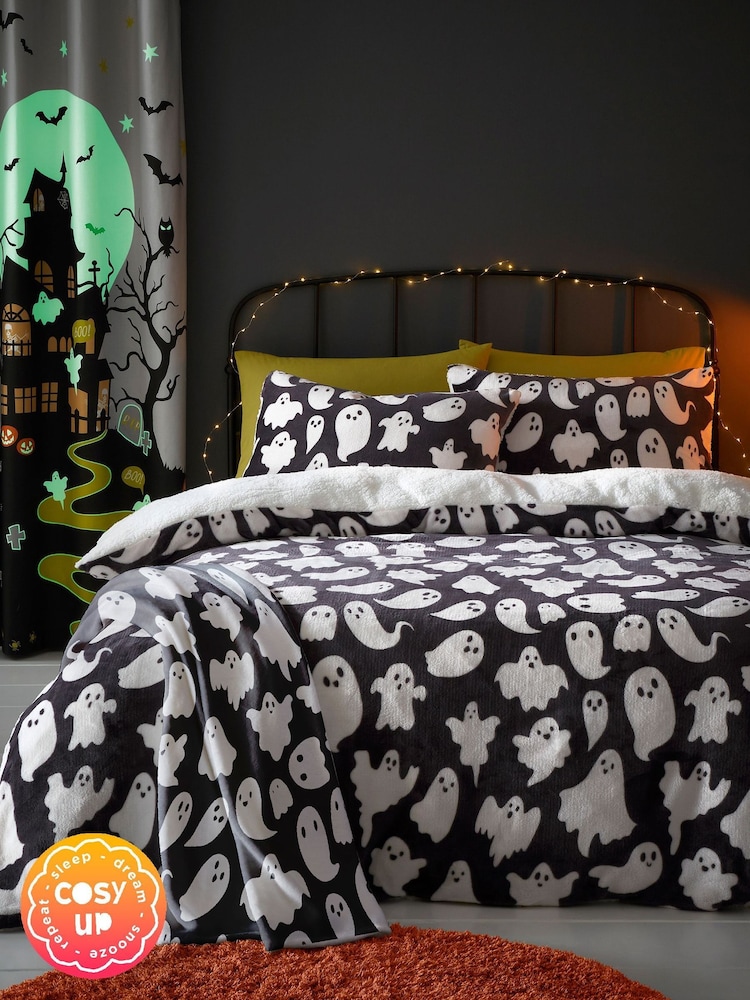 Bedlam Spooky Ghosts Plush Teddy Fleece Duvet Cover Set - صورة 2 من 4 Bedlam Spooky Ghosts Plush Teddy Fleece Duvet Cover Set - صورة 2 من 4